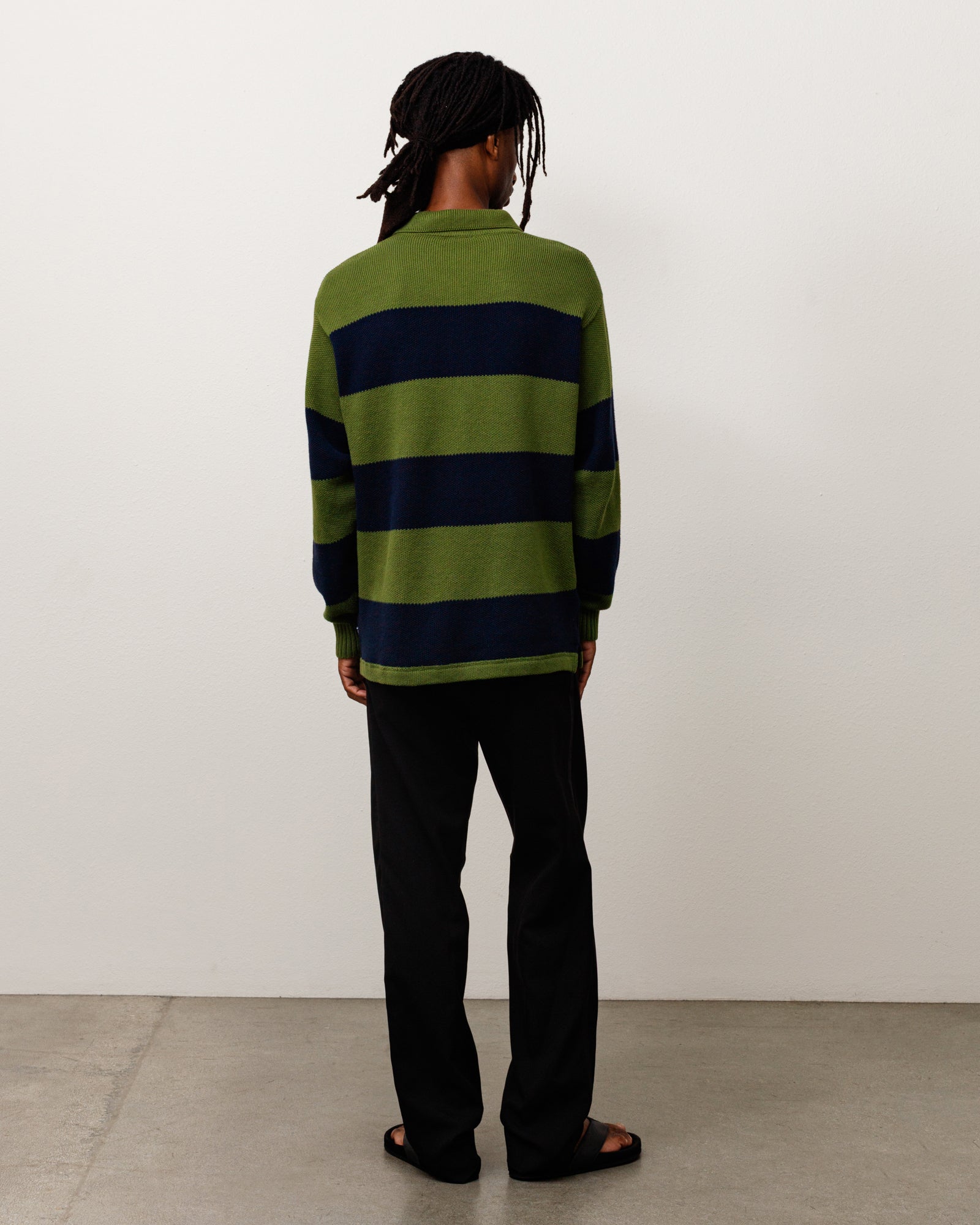 Pique Knit Stripe Rugby - Olive | Tops & Knits | Stüssy