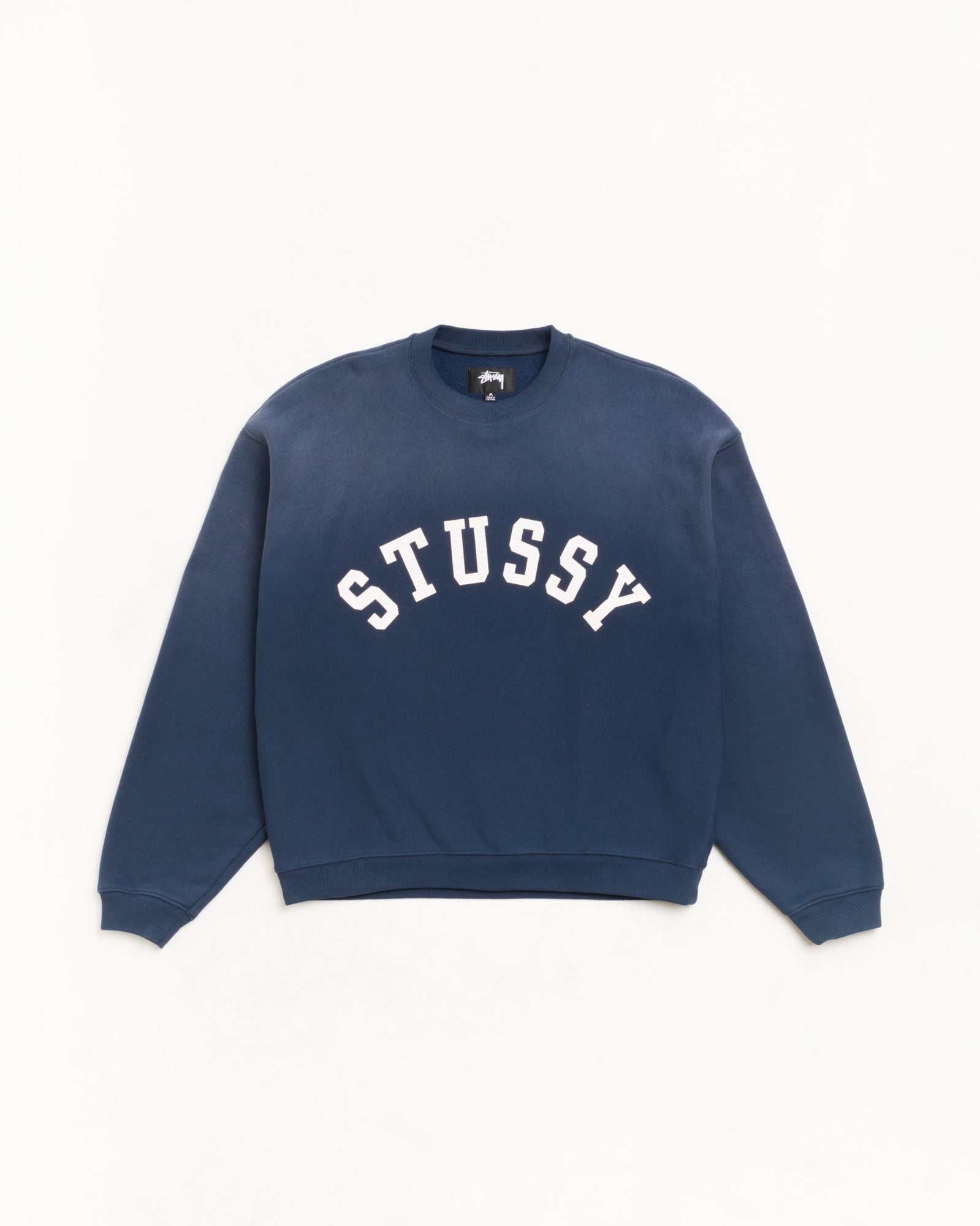 Sun Faded Oversized Crew Long Sleeve Sweatshirt in Navy
