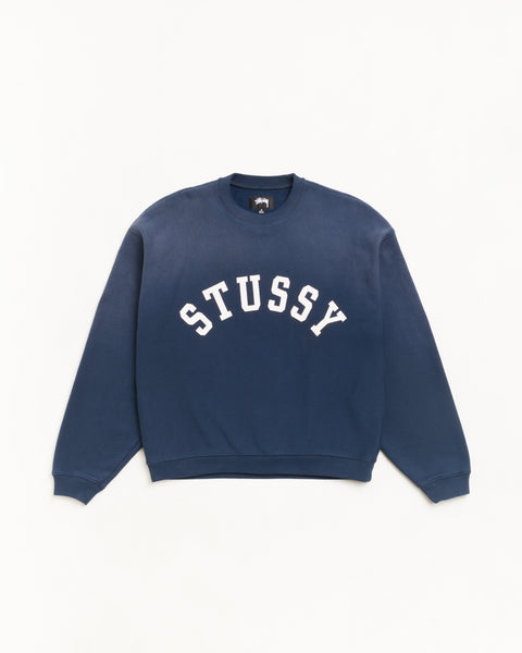 Sun Faded Oversized Crew Long Sleeve Sweatshirt in Navy