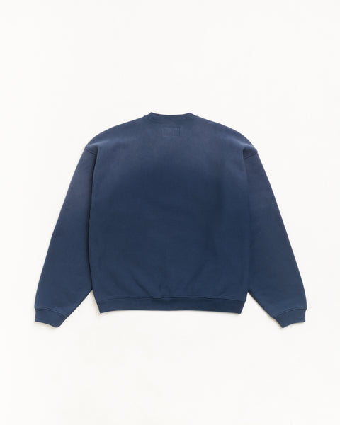 Sun Faded Oversized Crew Mens Long Sleeve Sweatshirt in Navy