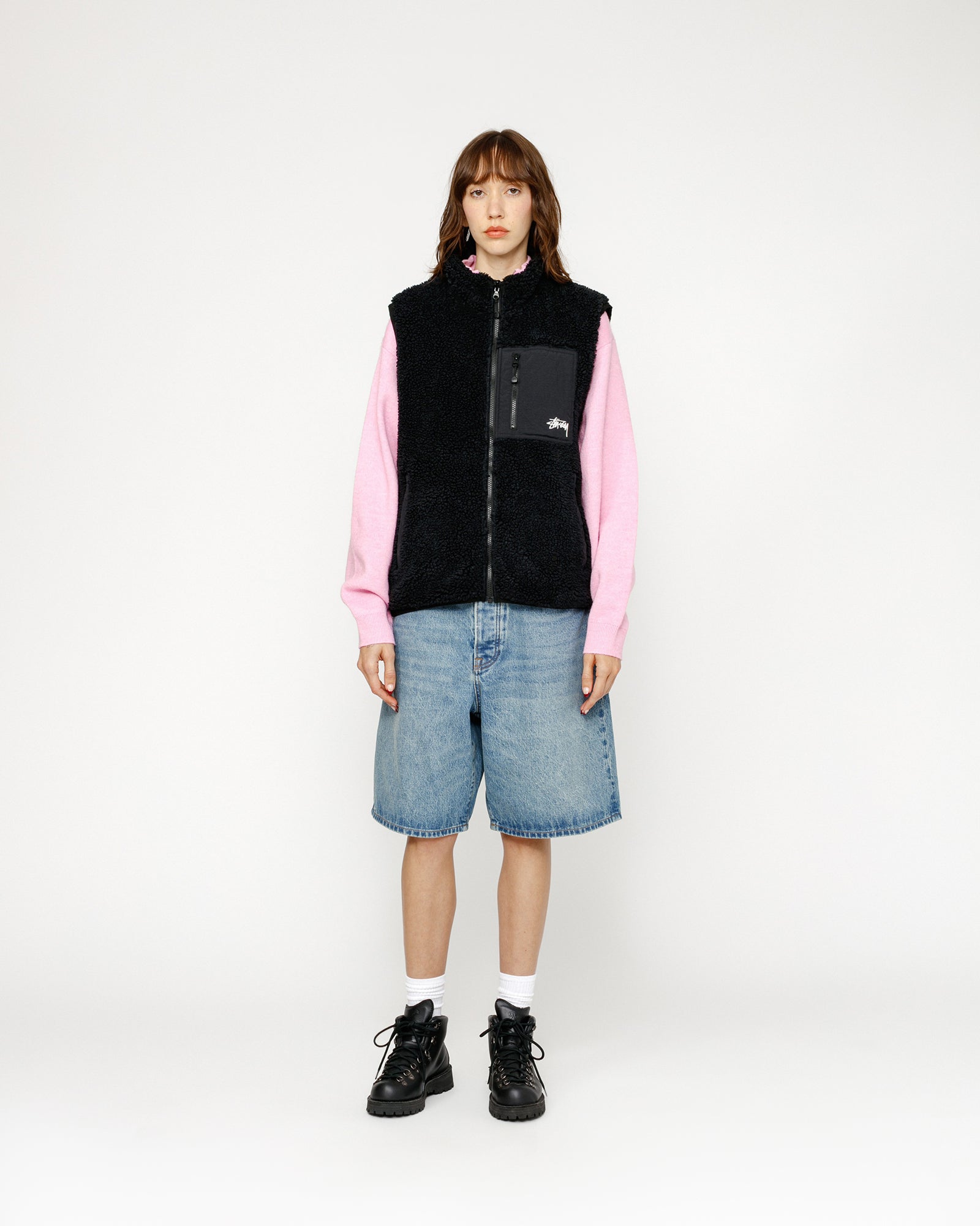 Sherpa Reversible Vest in black – Stüssy