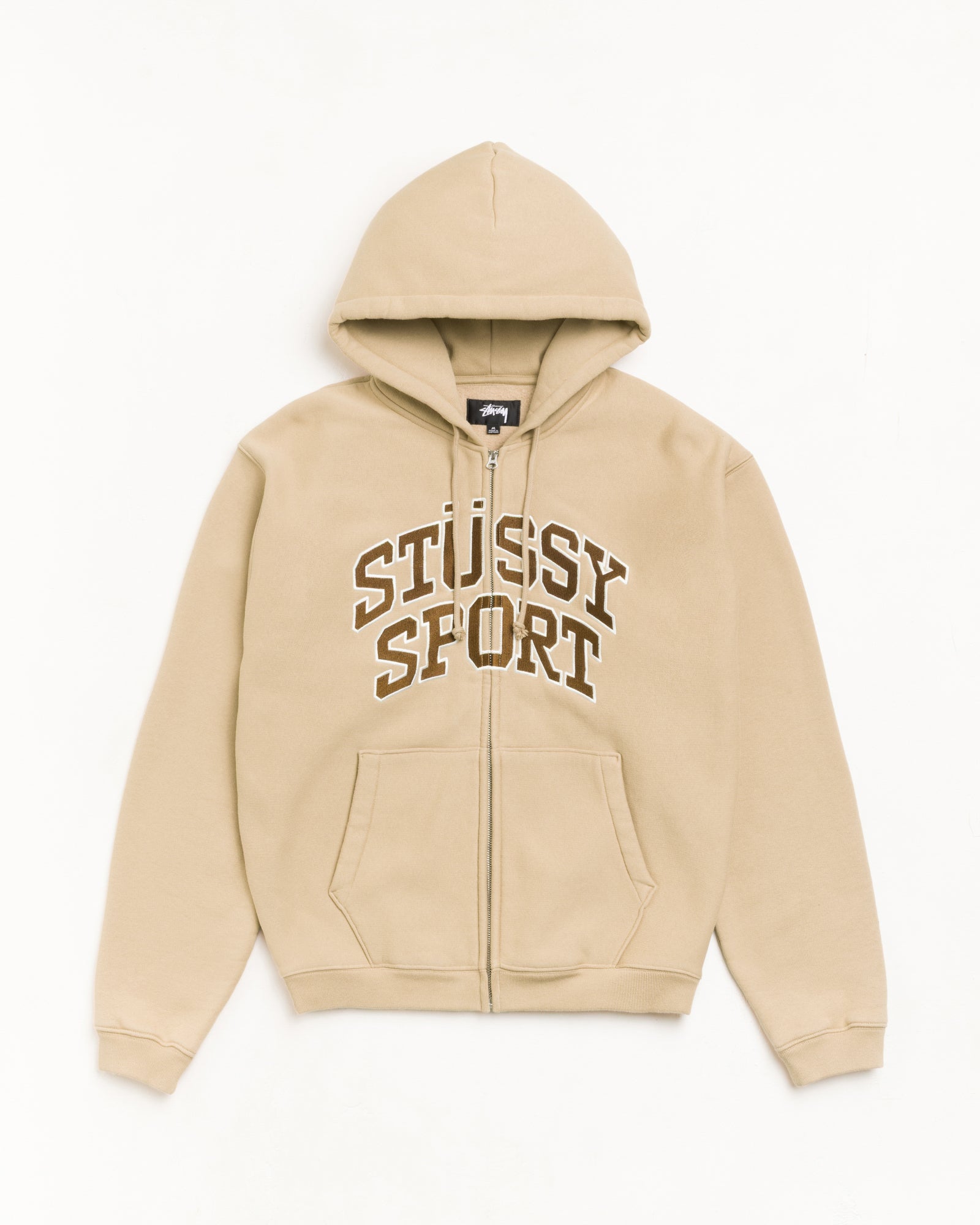 Stüssy Sport Zip Hoodie unisex long sleeve in Tan