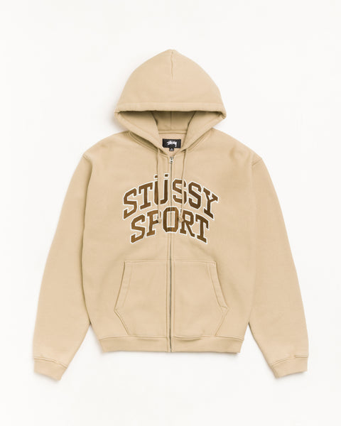 Stüssy Sport Zip Hoodie unisex long sleeve in Tan