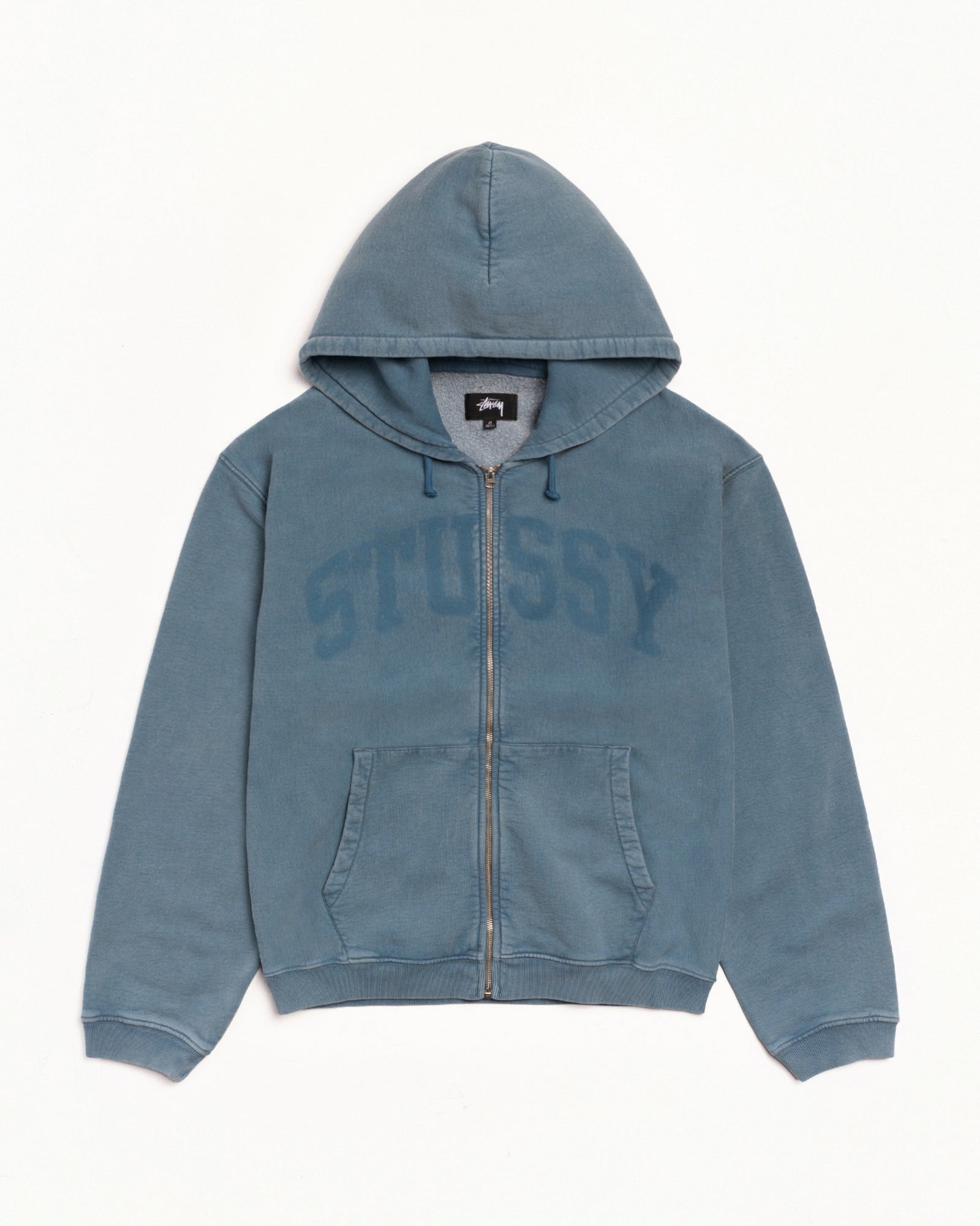 Faded Graphic Zip Hood Unisex Long Sleeve In Washed Navy