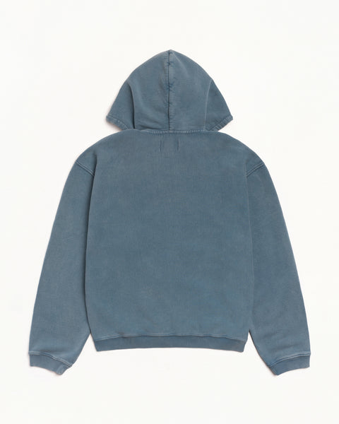 Faded Graphic Zip Hood Unisex Long Sleeve In Washed Navy