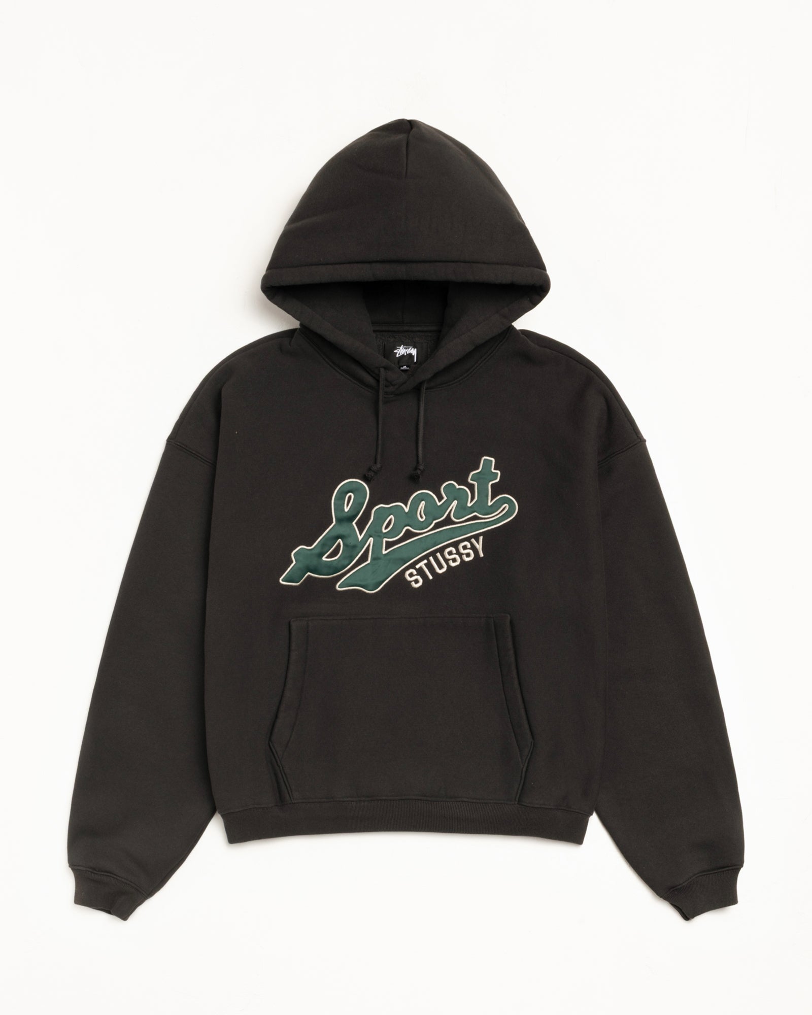 Satin Patch Hoodie in washed black – Stüssy