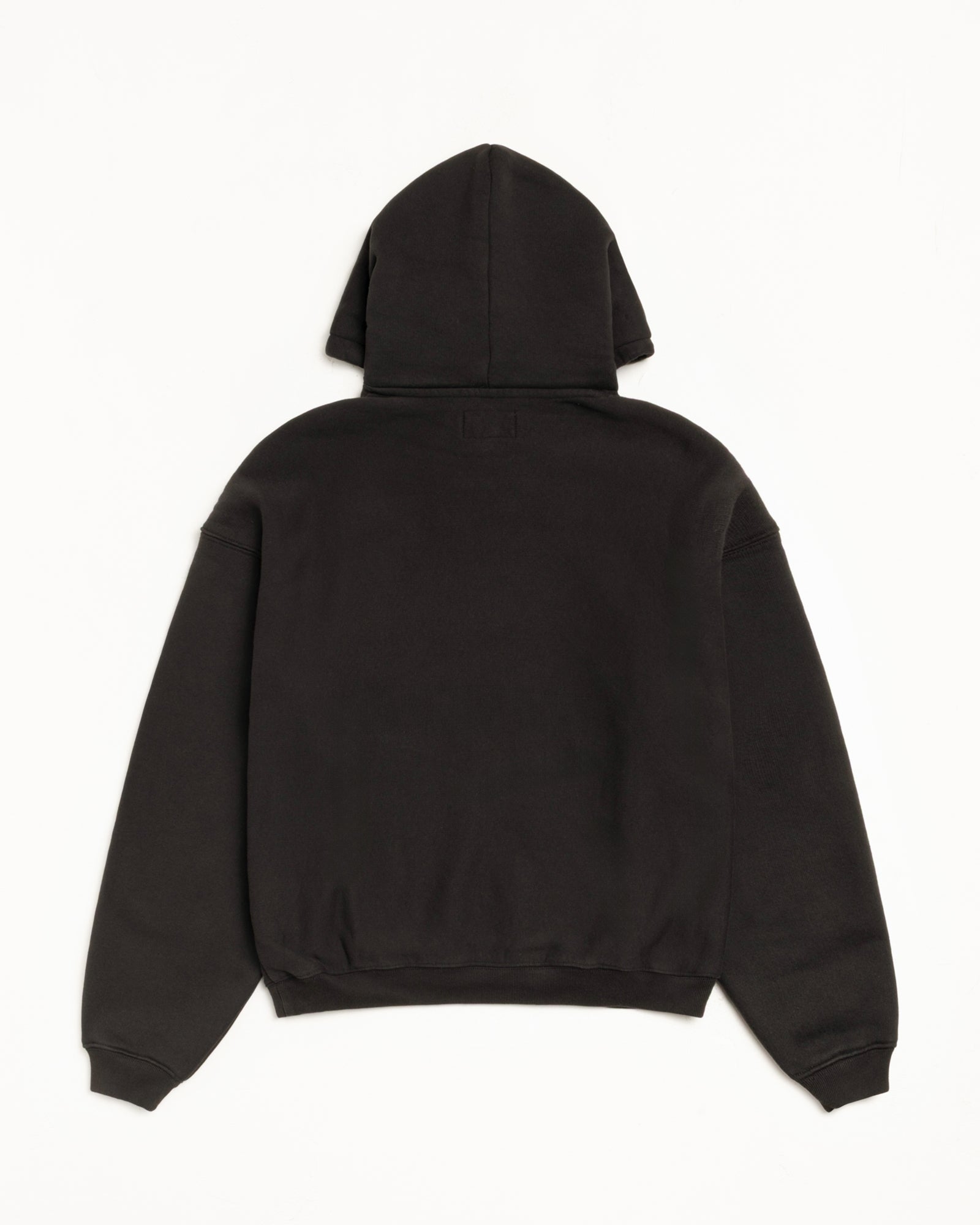 Satin Patch Oversized Hood Mens Long Sleeve In Washed Black