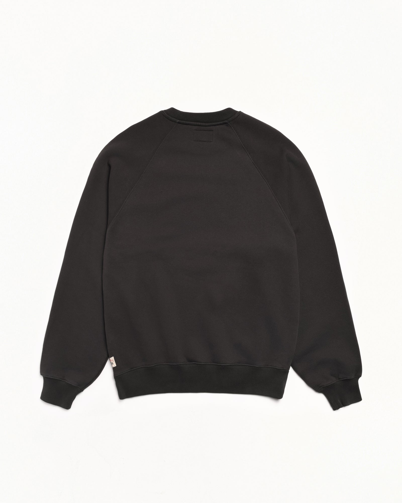 Fleece Raglan Crew Mens Long Sleeve In Washed Black