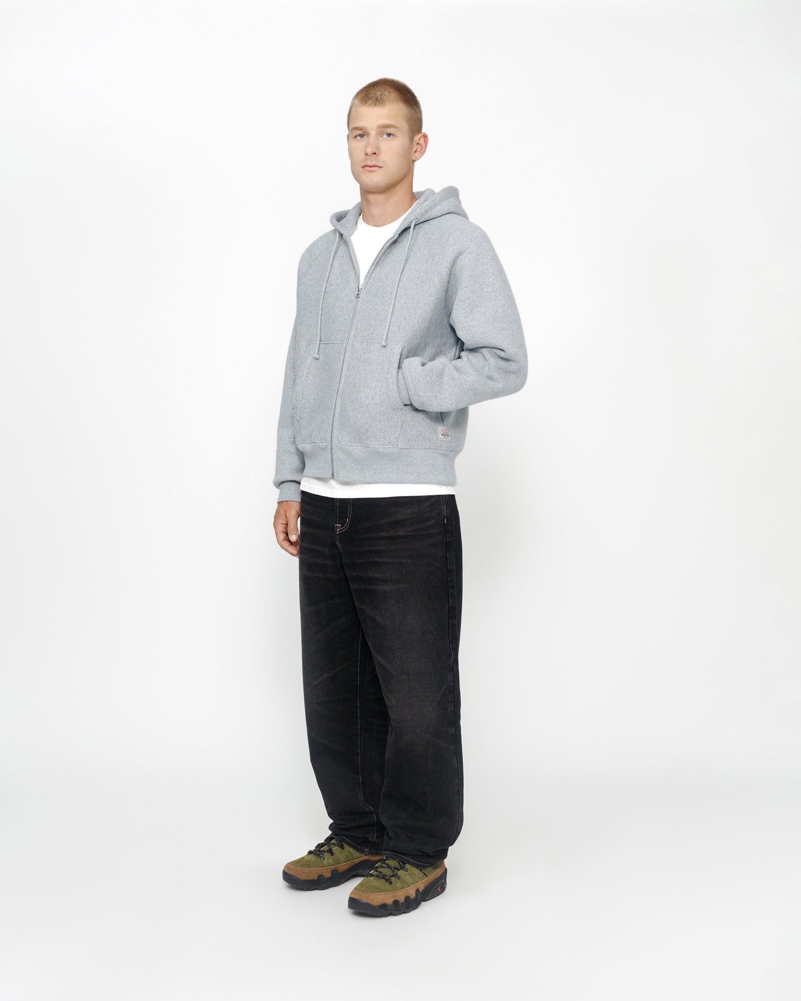 Raglan Zip Hoodie in grey heather – Stüssy