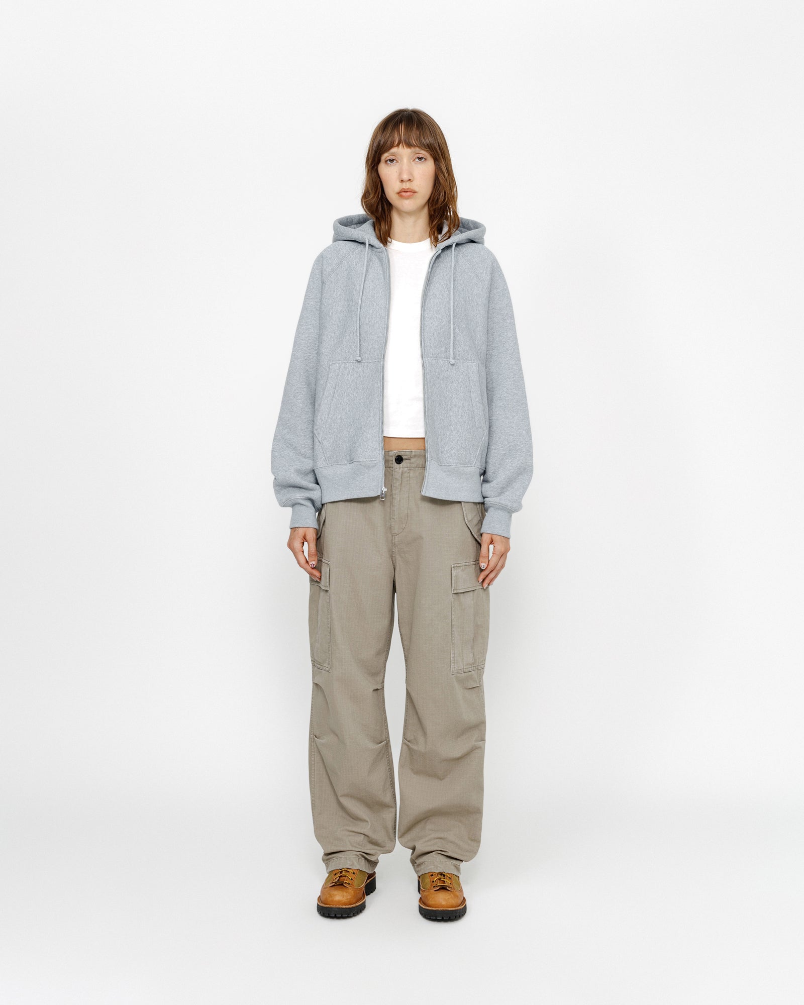 Raglan Zip Hoodie in grey heather – Stüssy