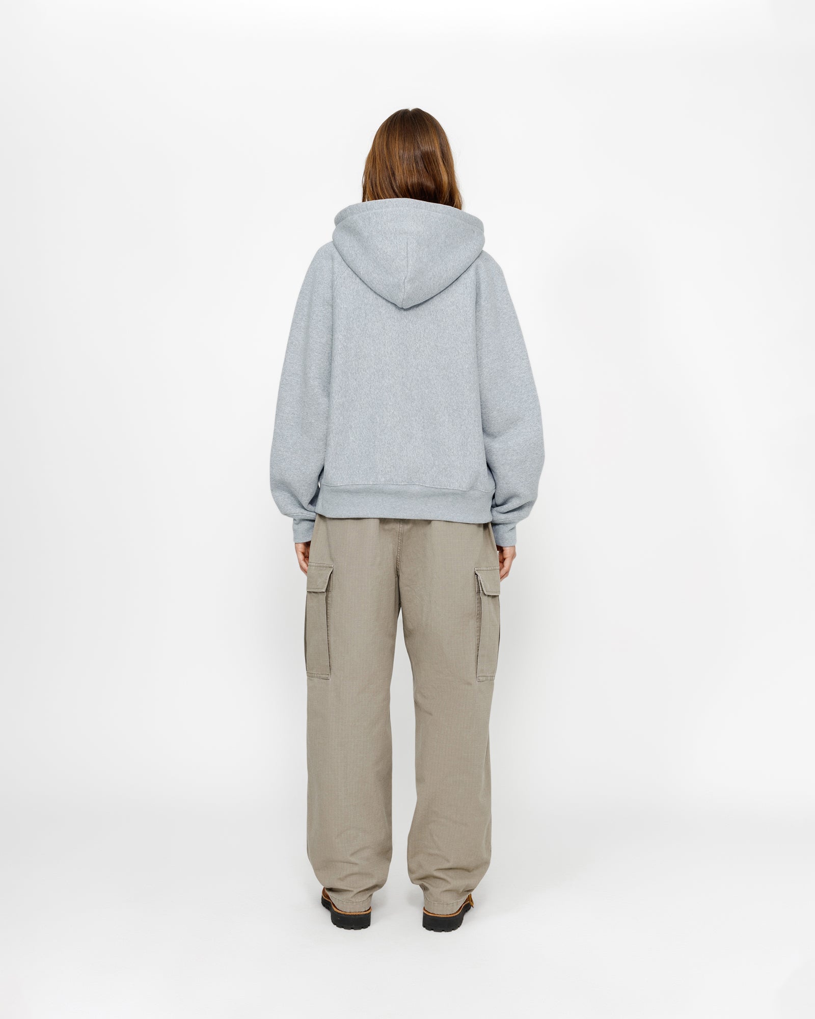 Raglan Zip Hoodie in grey heather – Stüssy