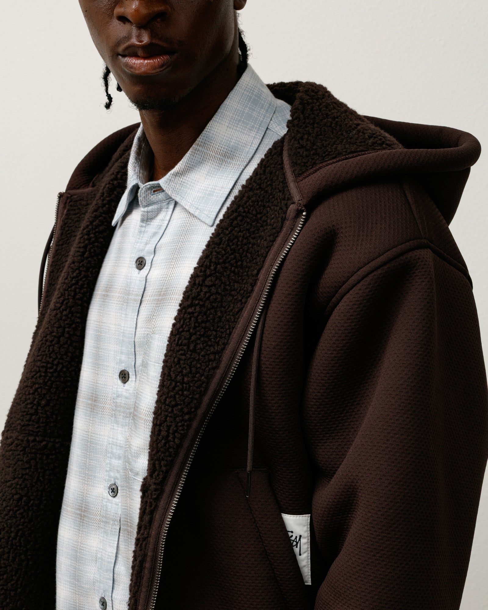Bonded Sherpa Hoodie – Brown | Sweats | Stüssy