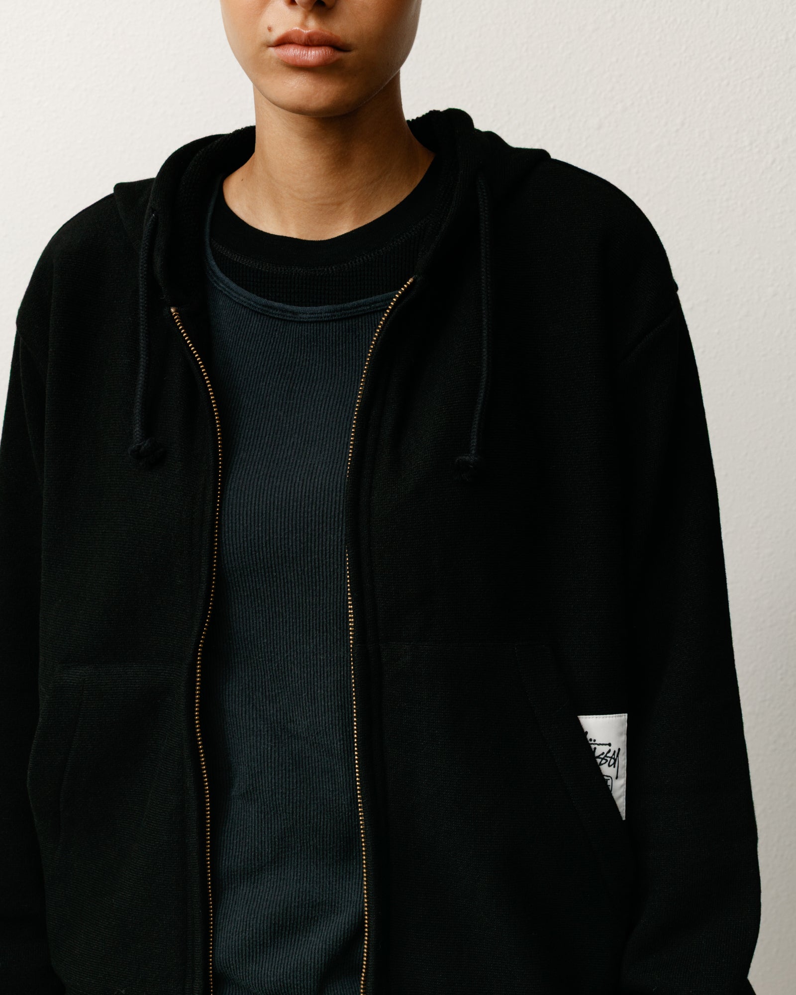 Patch Zip Knit Hoodie – Black | Tops & Knits | Stüssy