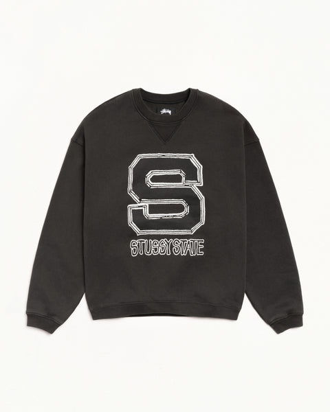 Stussy State Crew Mens Long Sleeve In Black
