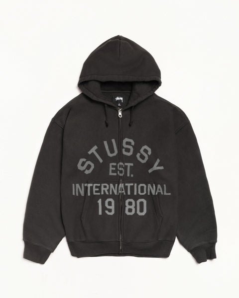 Stussy Est Printed Zip Hood Mens Long Sleeve In Black