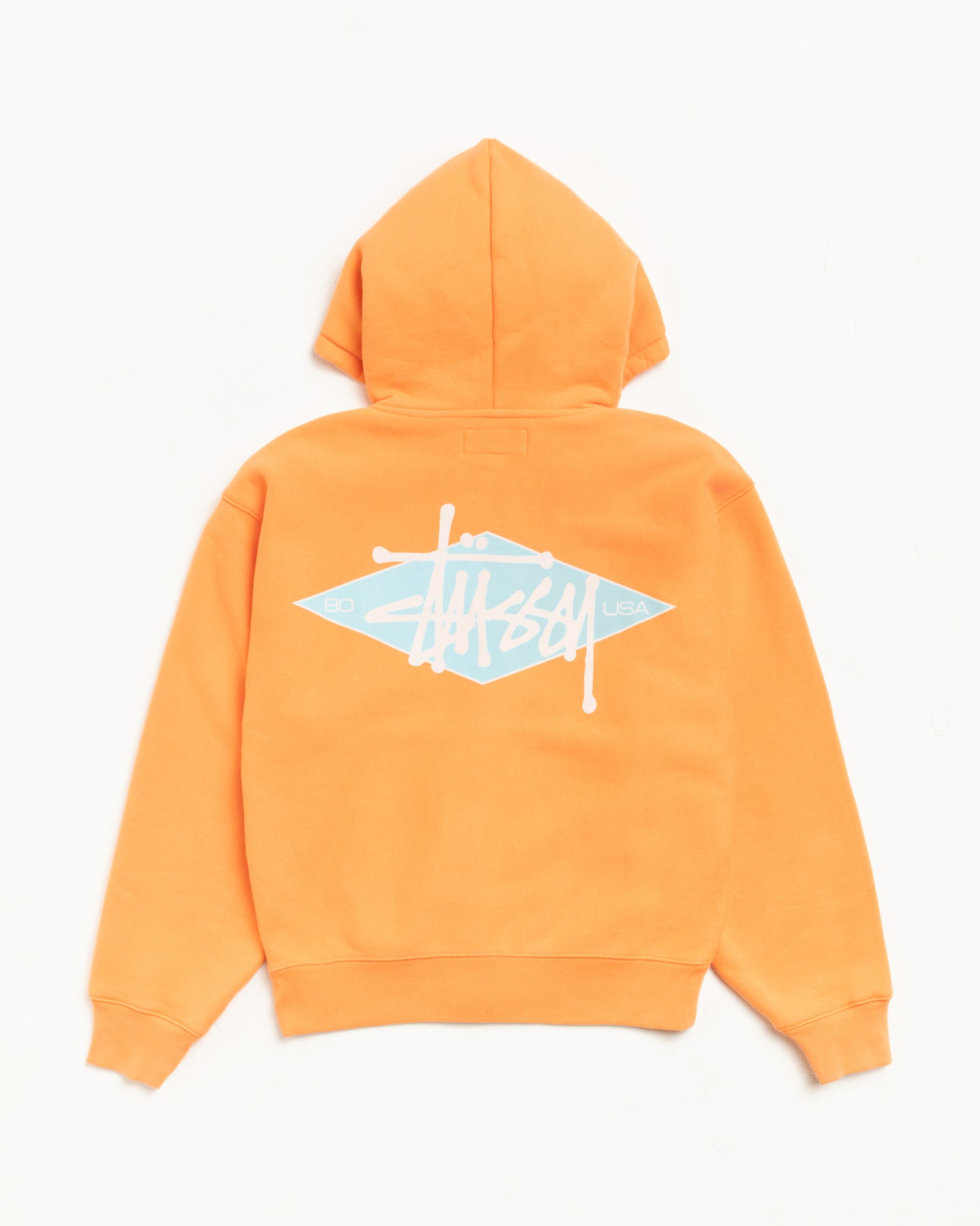 Basic Diamond Zip Hood Mens Long Sleeve In Tangerine