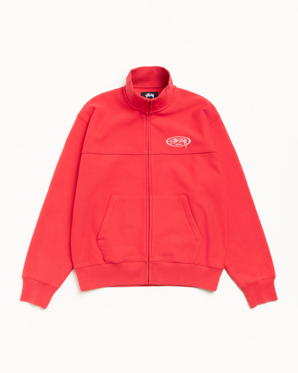 Fleece Track Jacket – Red | Zip-up Fleece | Stüssy
