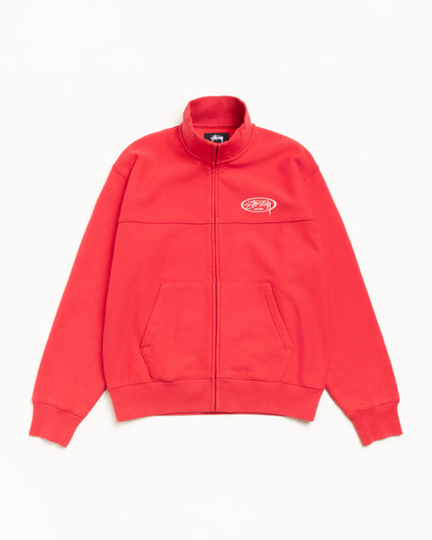 Fleece Track Jacket Mens Long Sleeve In Red