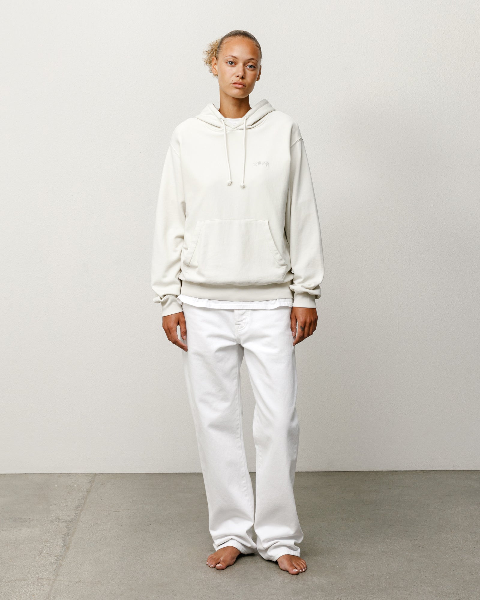 Lightweight Terry Hoodie Unisex Long Sleeve In Stone