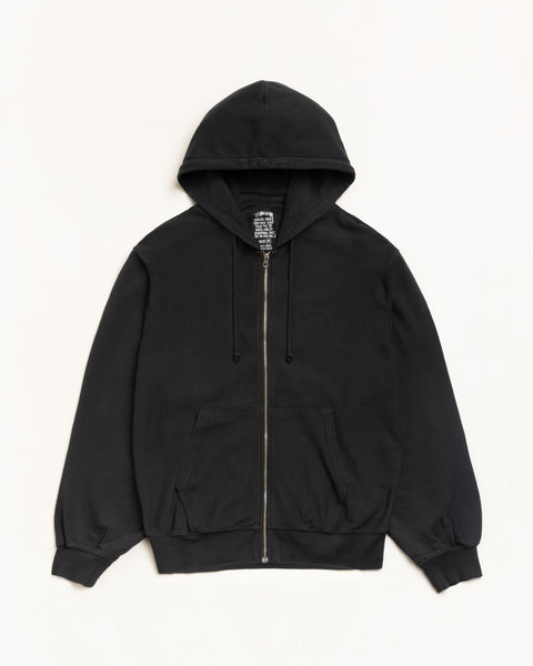 Lightweight Terry Zip Hoodie Unisex Long Sleeve In Black