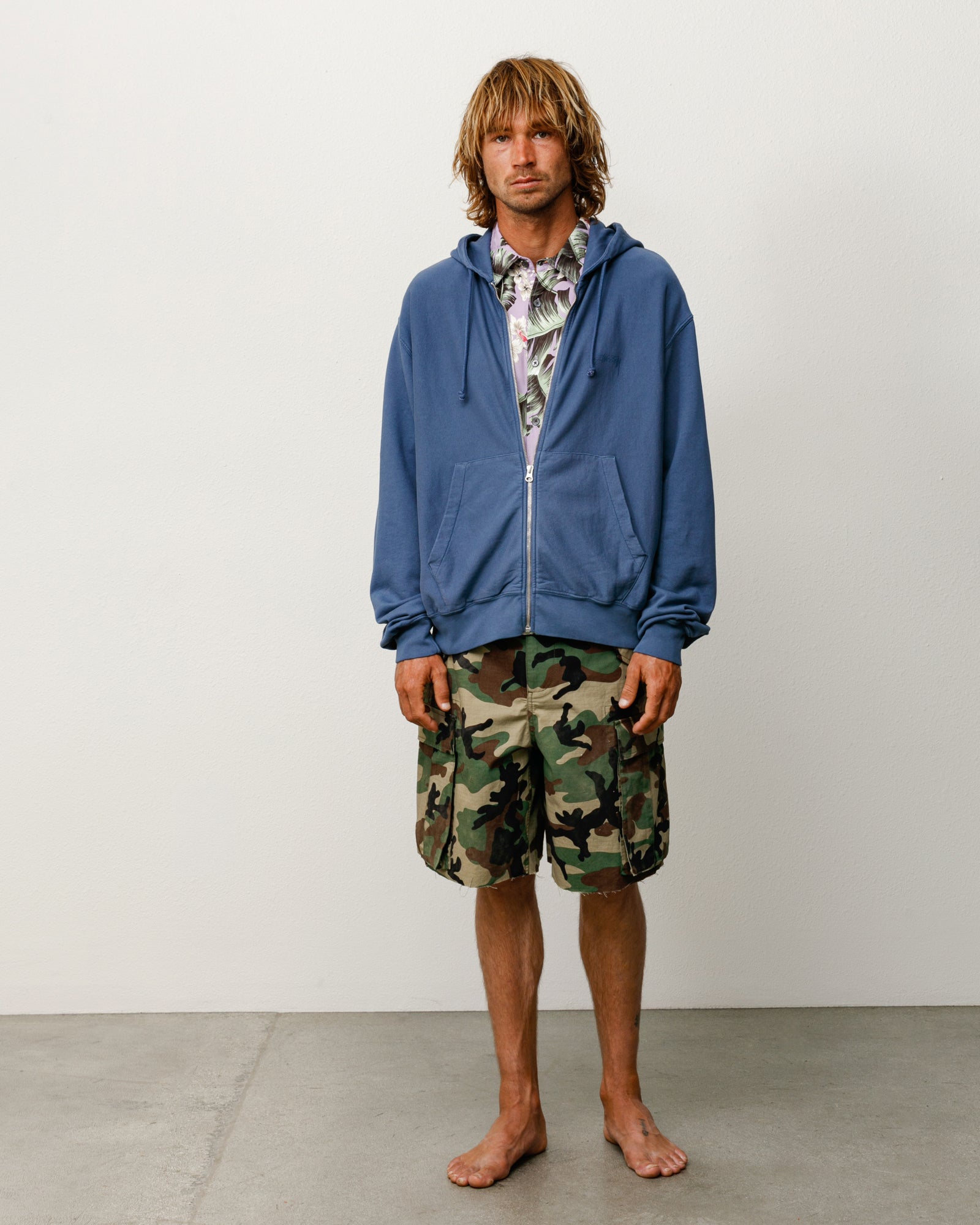 Lightweight Terry Zip Hoodie – Blue | Zip-up Fleece | Stüssy