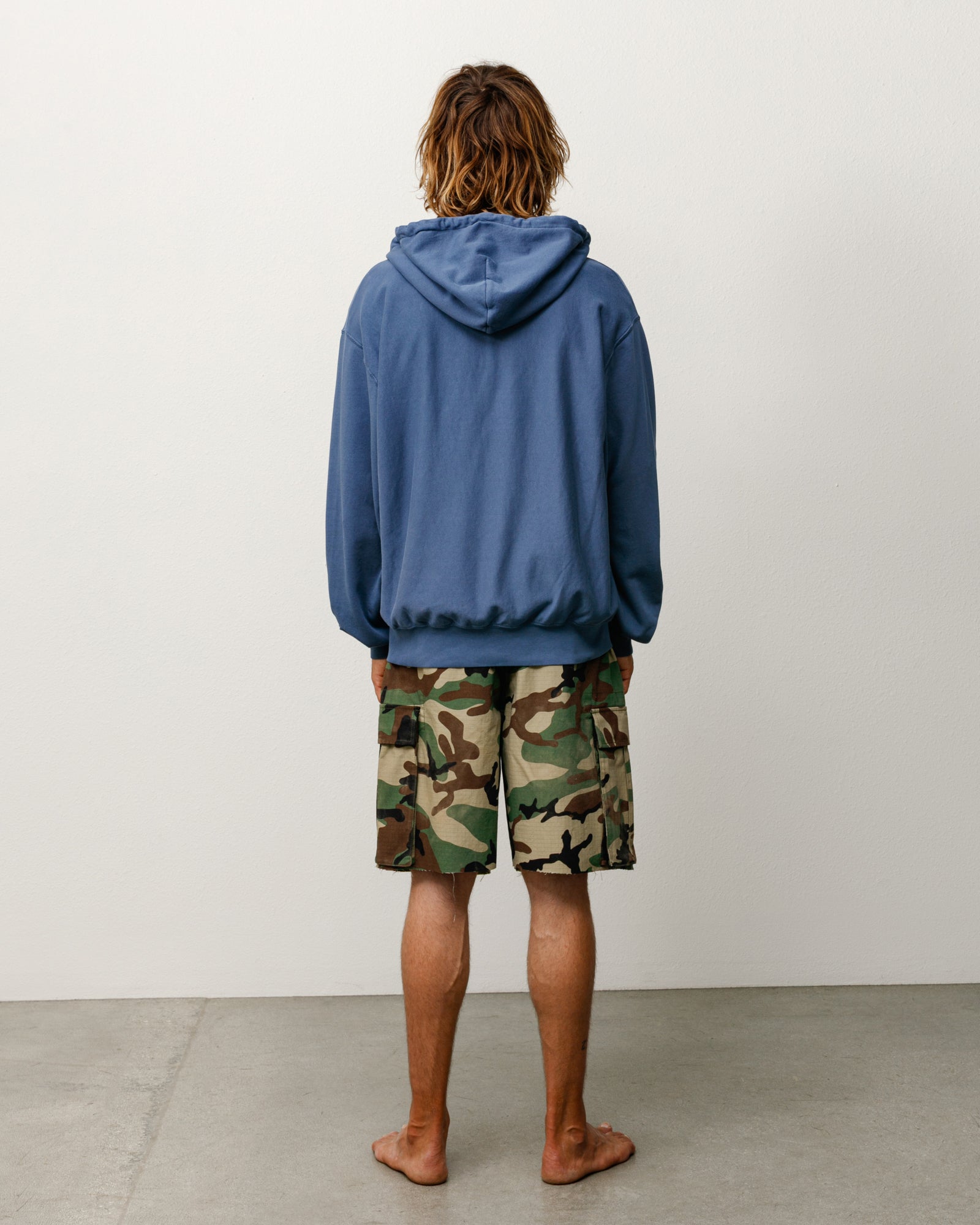 Lightweight Terry Zip Hoodie Unisex Long Sleeve In Blue