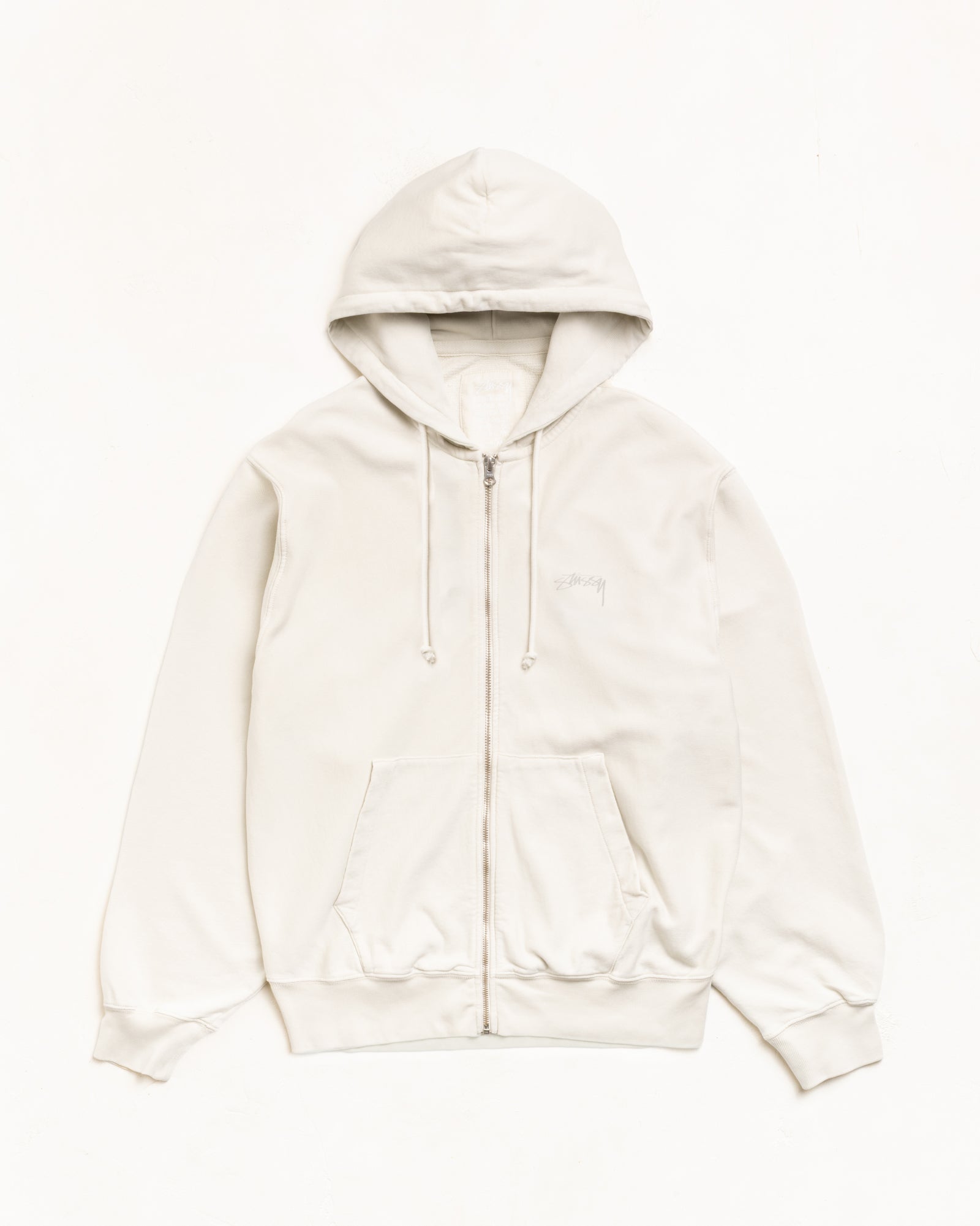 Lightweight Terry Zip Hoodie Unisex Long Sleeve In Stone