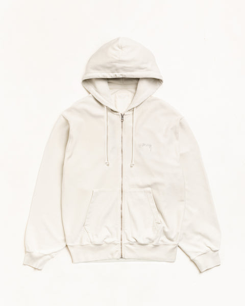 Lightweight Terry Zip Hoodie Unisex Long Sleeve In Stone