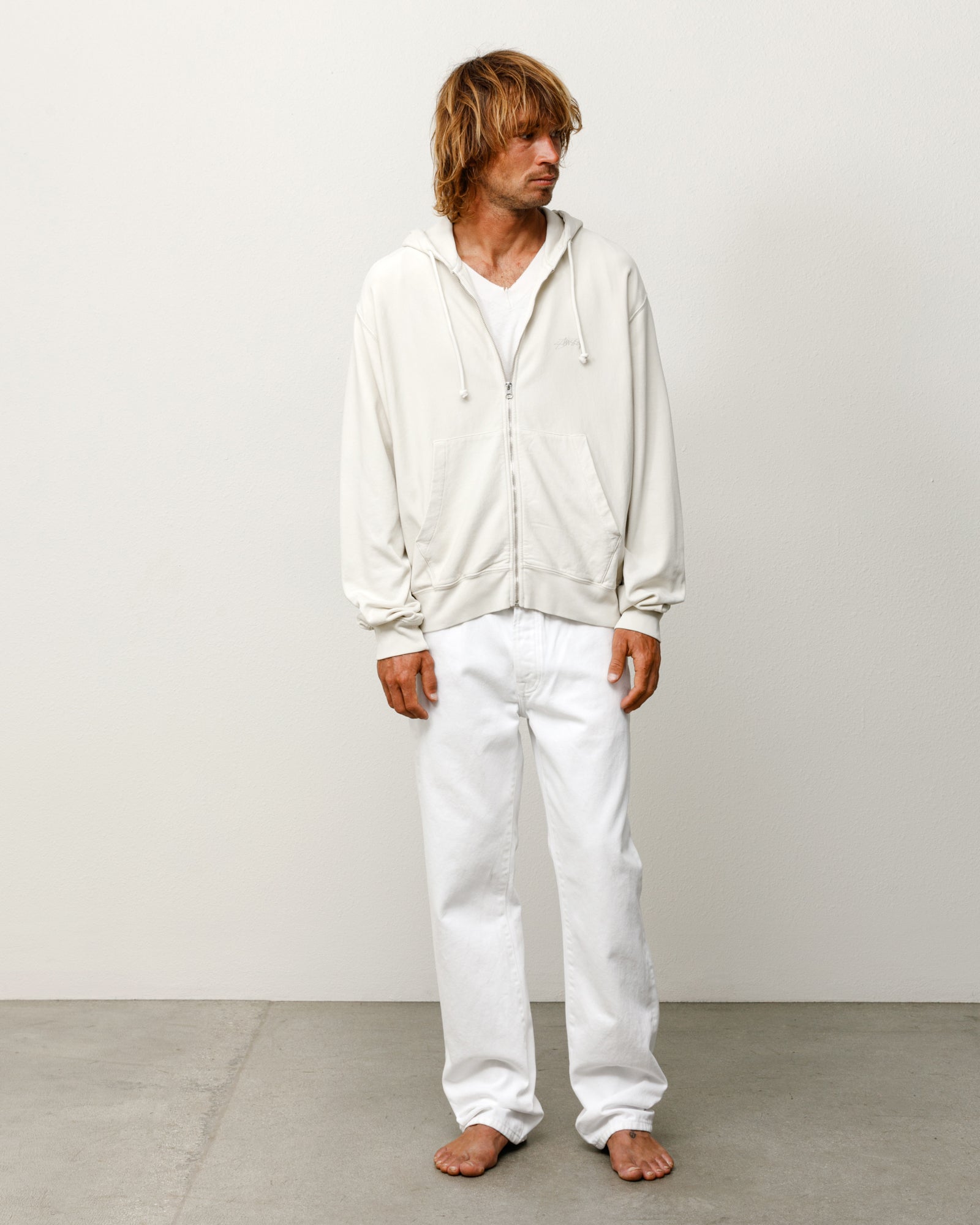 Lightweight Terry Zip Hoodie – Stone | Zip-up Fleece | Stüssy