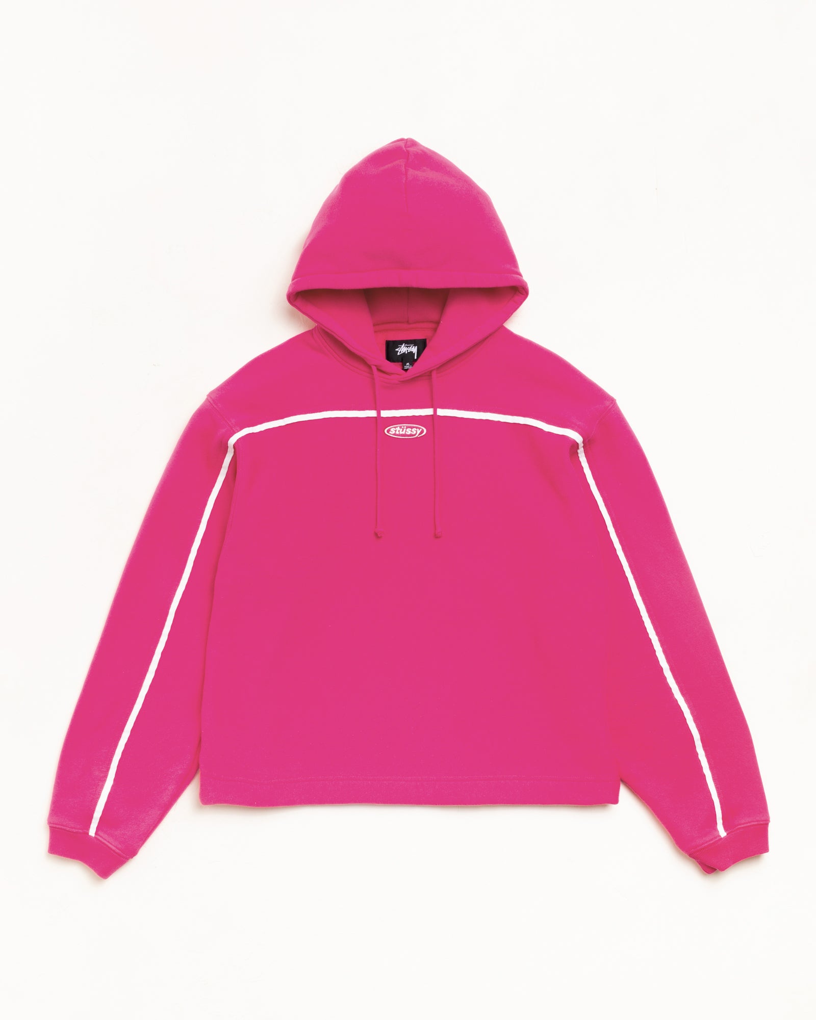 Oval Pullover Hoodie in Pink with white piping details