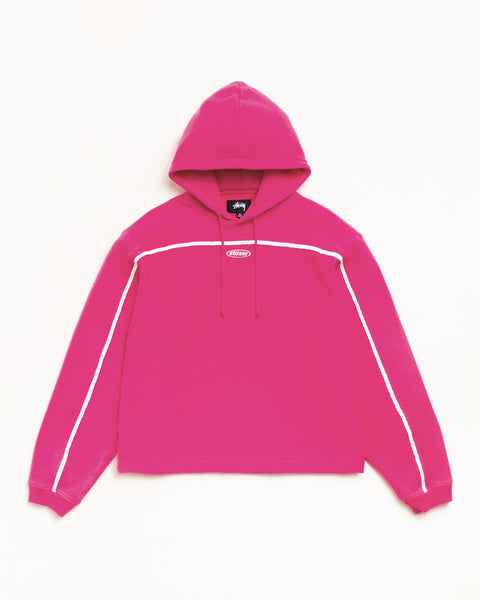 Oval Pullover Hoodie in Pink with white piping details