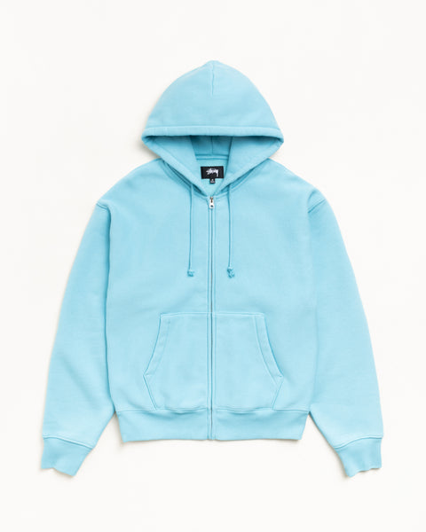 Cursive Applique Zip Hood in Aqua