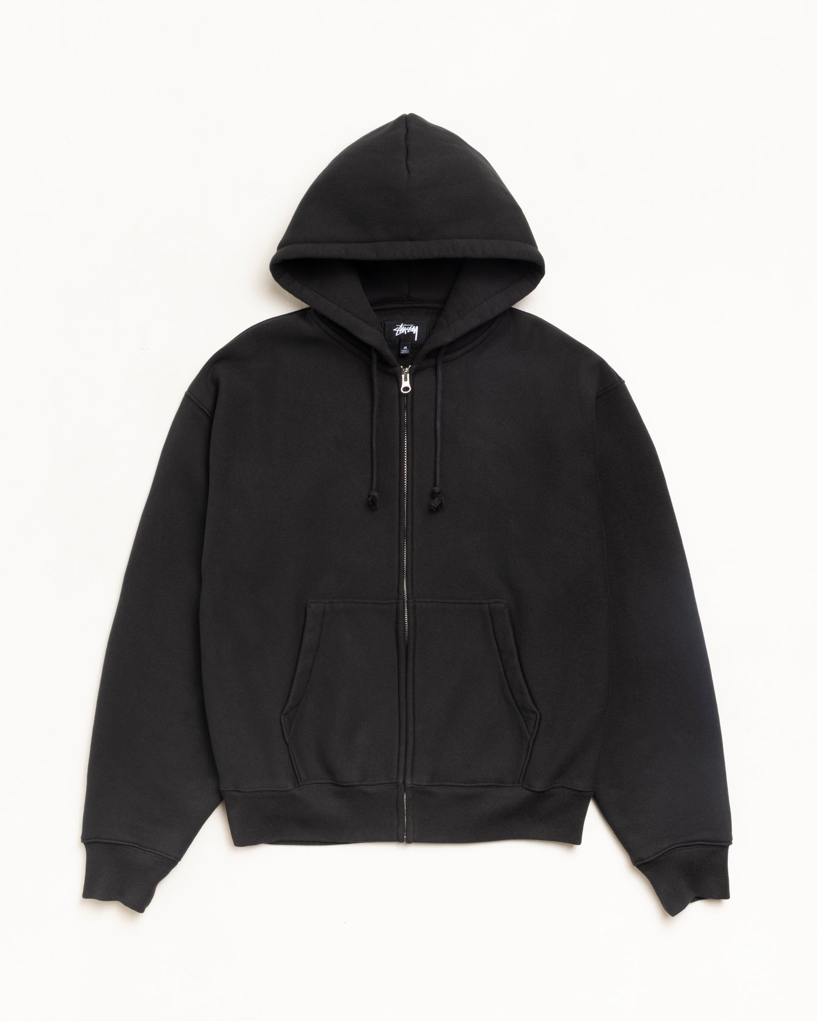 Cursive Applique Zip Hoodie in Black