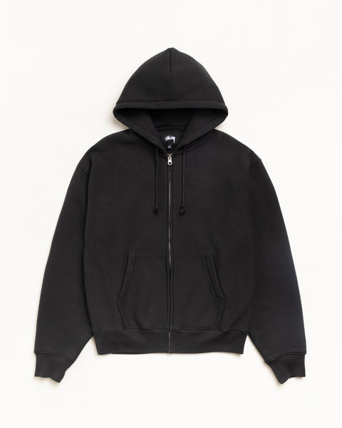 Cursive Applique Zip Hoodie in Black