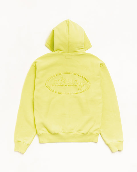 Cursive Applique Zip Hoodie in Lime