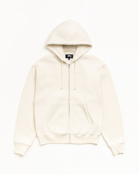 Cursive Applique Zip Hood in Natural