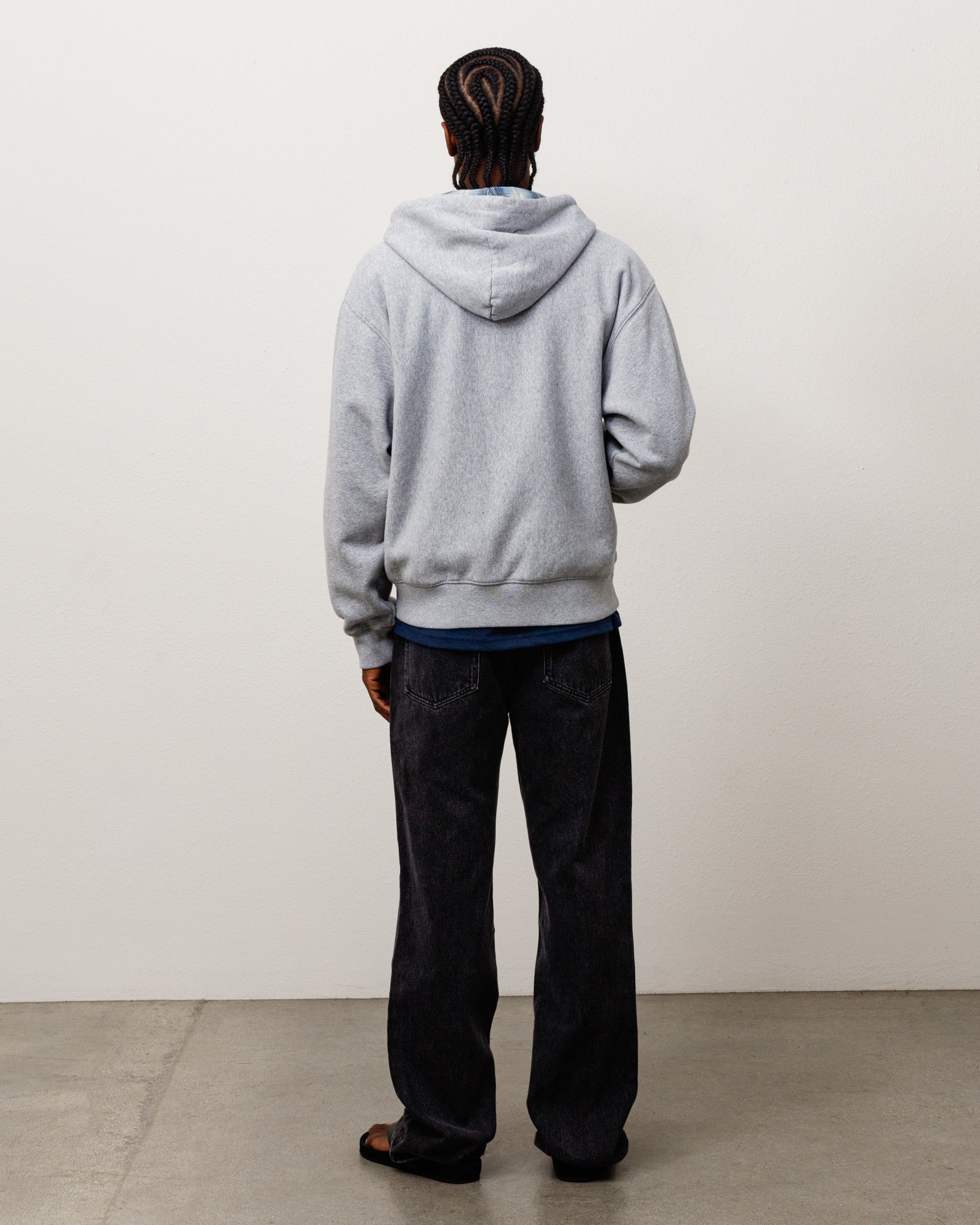STUSSY Our Legacy ZIP HOOD ジップ パーカー グレー Plaid Lined Zip Hoodie - Grey Heather | Zip-up Fleece | Stüssy