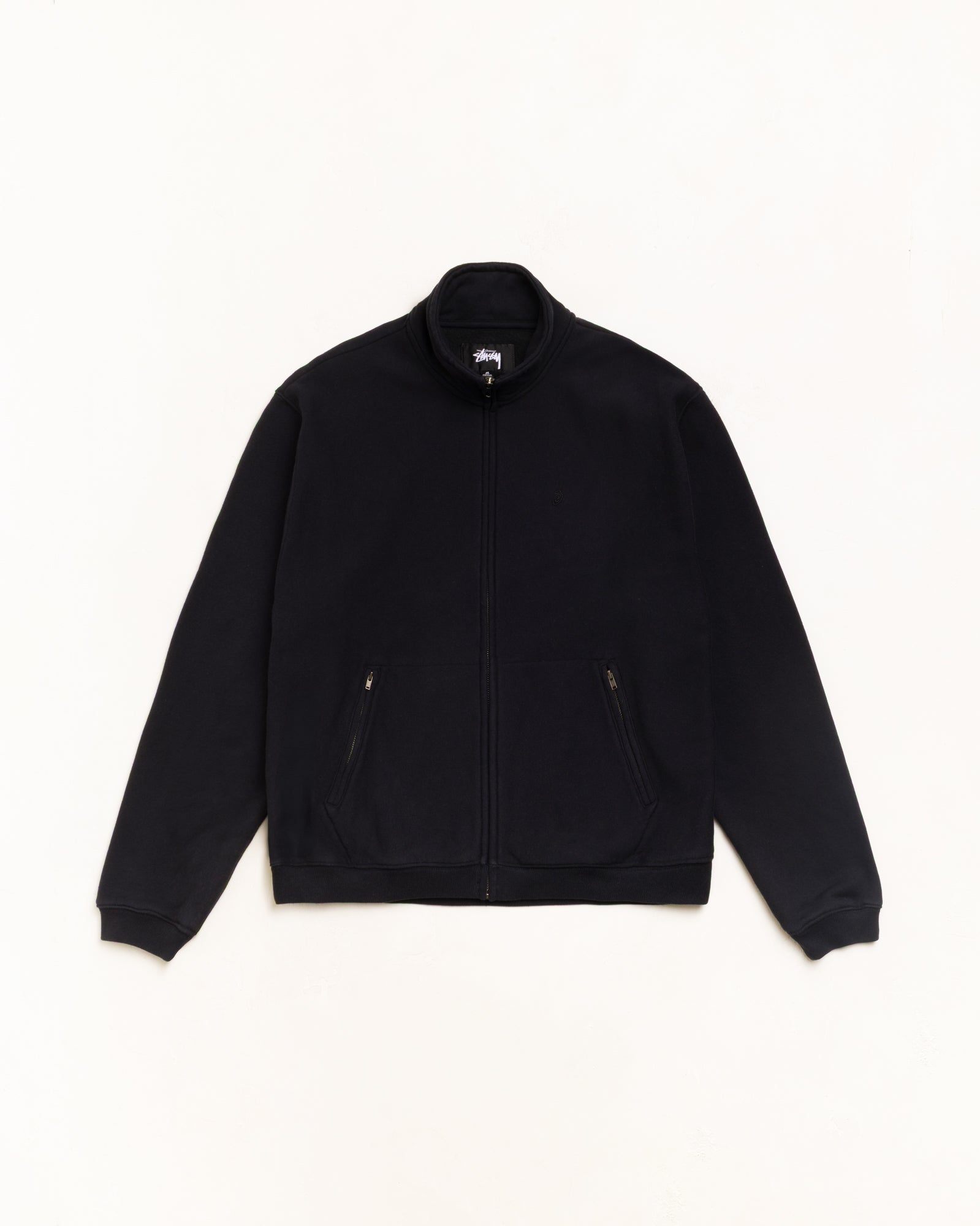 Zip Fleece Mock Neck Unisex Long Sleeve In Black
