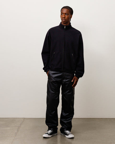 Zip Fleece Mock Neck Unisex Long Sleeve In Black