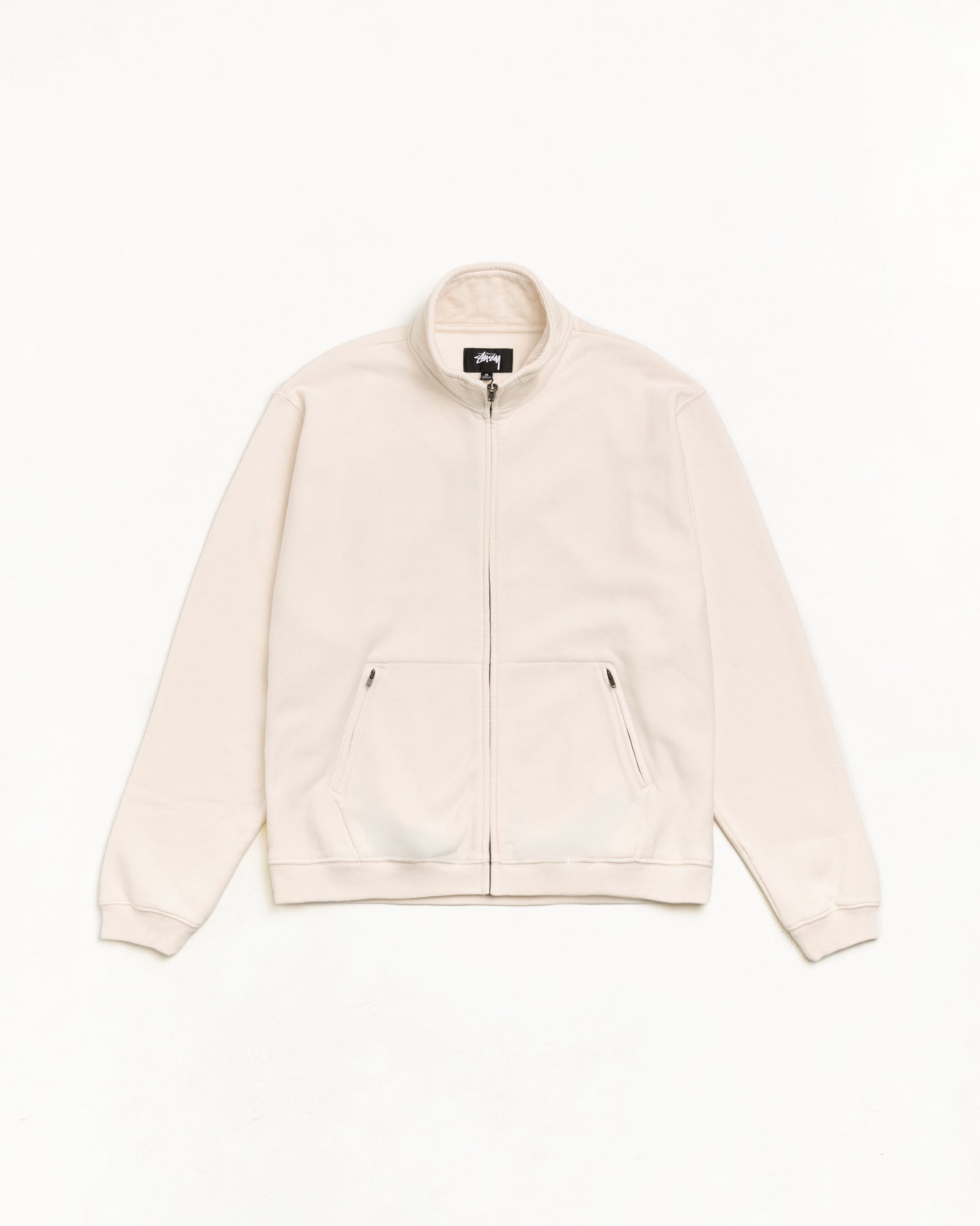 Zip Fleece Mock Neck Unisex Long Sleeve In Cream