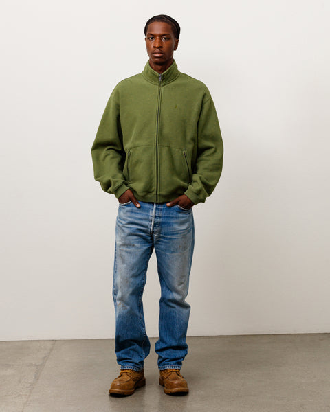 Zip Fleece Mock Neck Unisex Long Sleeve In Green