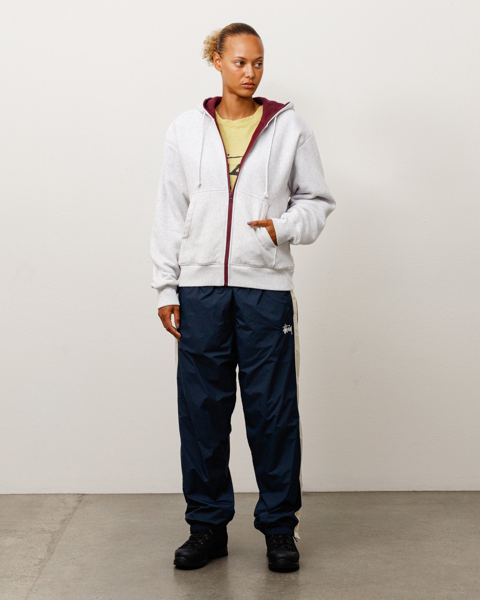 Double Faced Zip Hoodie - Ash Heather | Zip-up Fleece | Stüssy