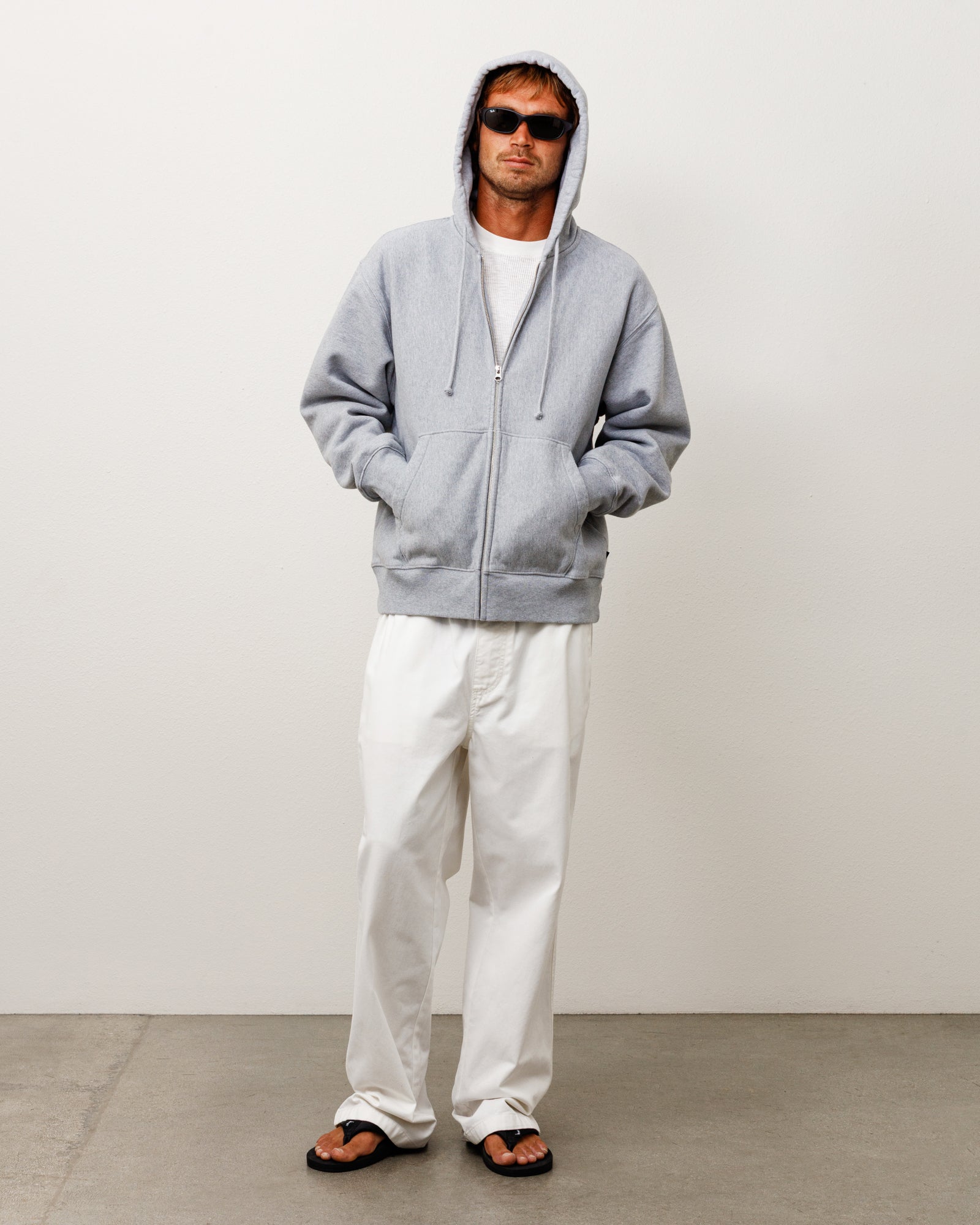 Fleece Zip Hoodie - Grey Heather | Zip-up Fleece | Stüssy