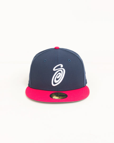 Curly S 59fifty New Era Cap Unisex In Navy/red