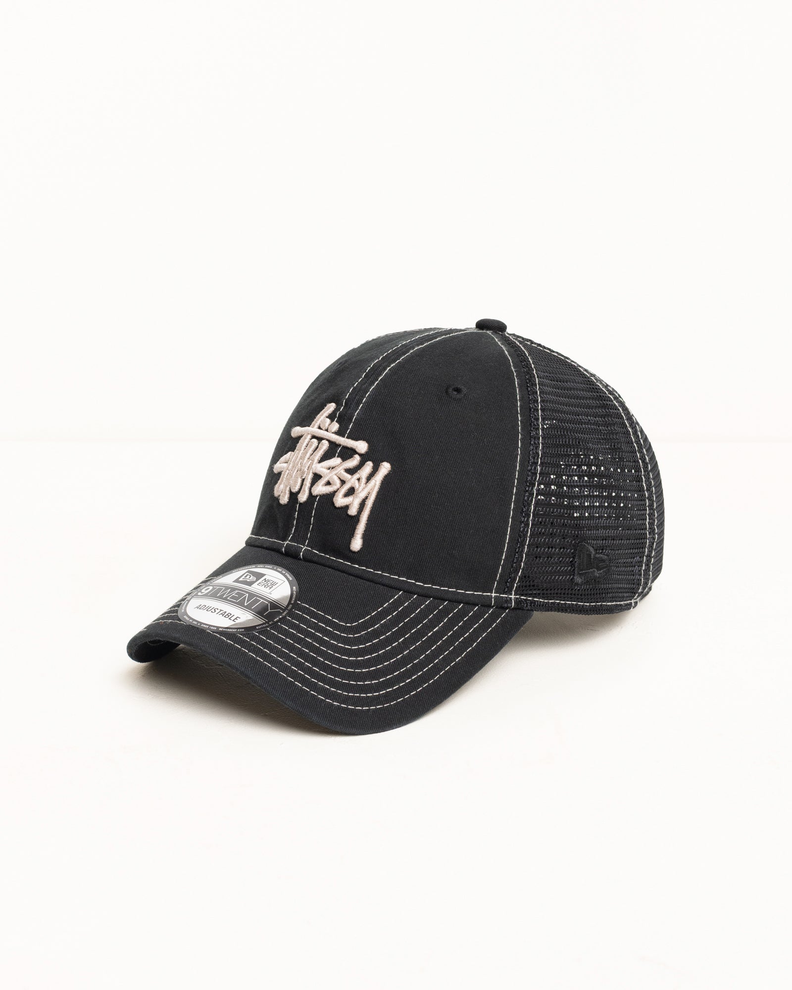 New Era 9TWENTY Washed Basic Trucker – Black | Headwear | Stüssy