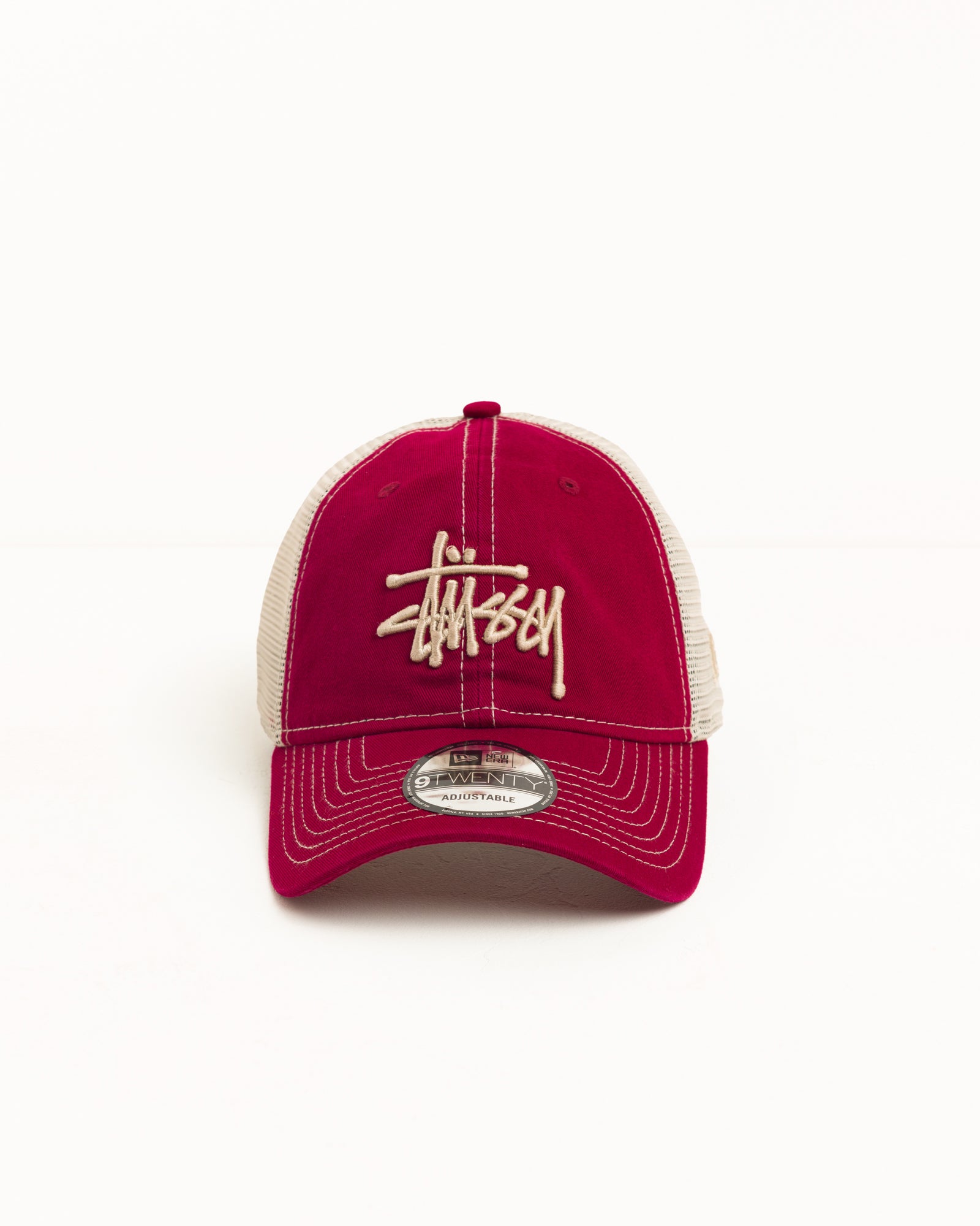 9TWENTY Washed Basic Trucker Cap, Unisex, in Cardinal