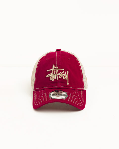 9TWENTY Washed Basic Trucker Cap, Unisex, in Cardinal