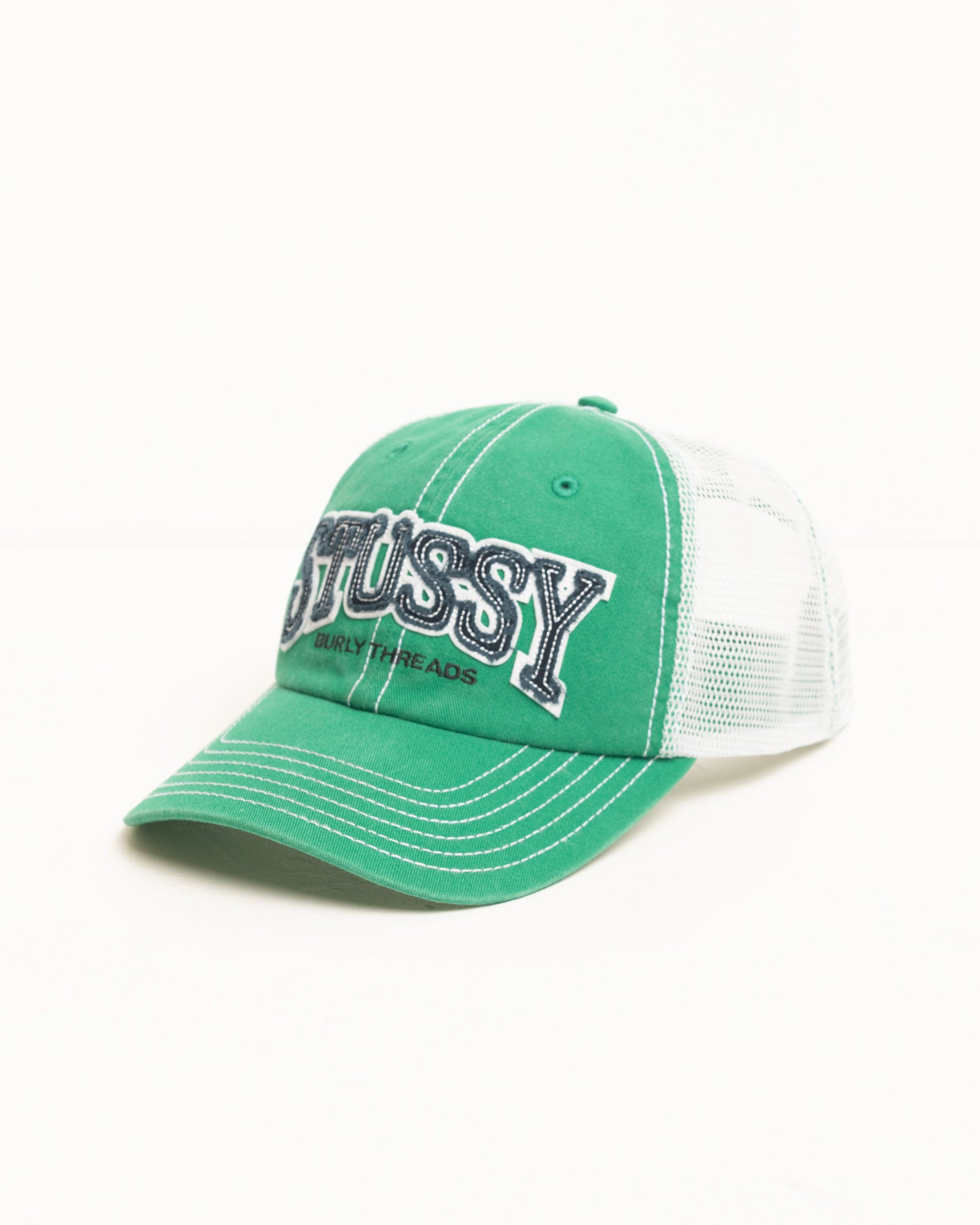 Mid-Depth Burly Threads Trucker – Green | Headwear | Stüssy