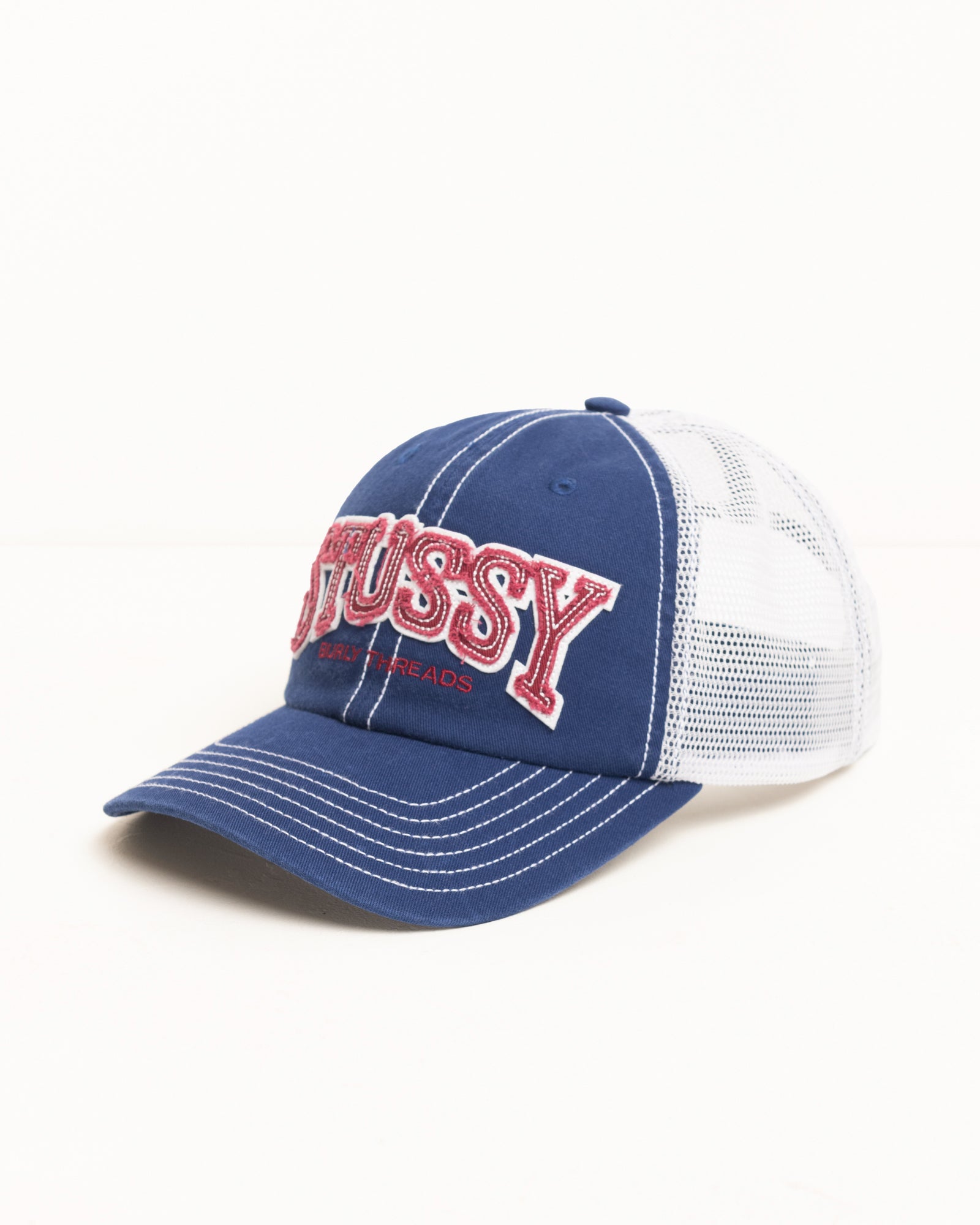 Mid-Depth Burly Threads Trucker – Navy | Headwear | Stüssy