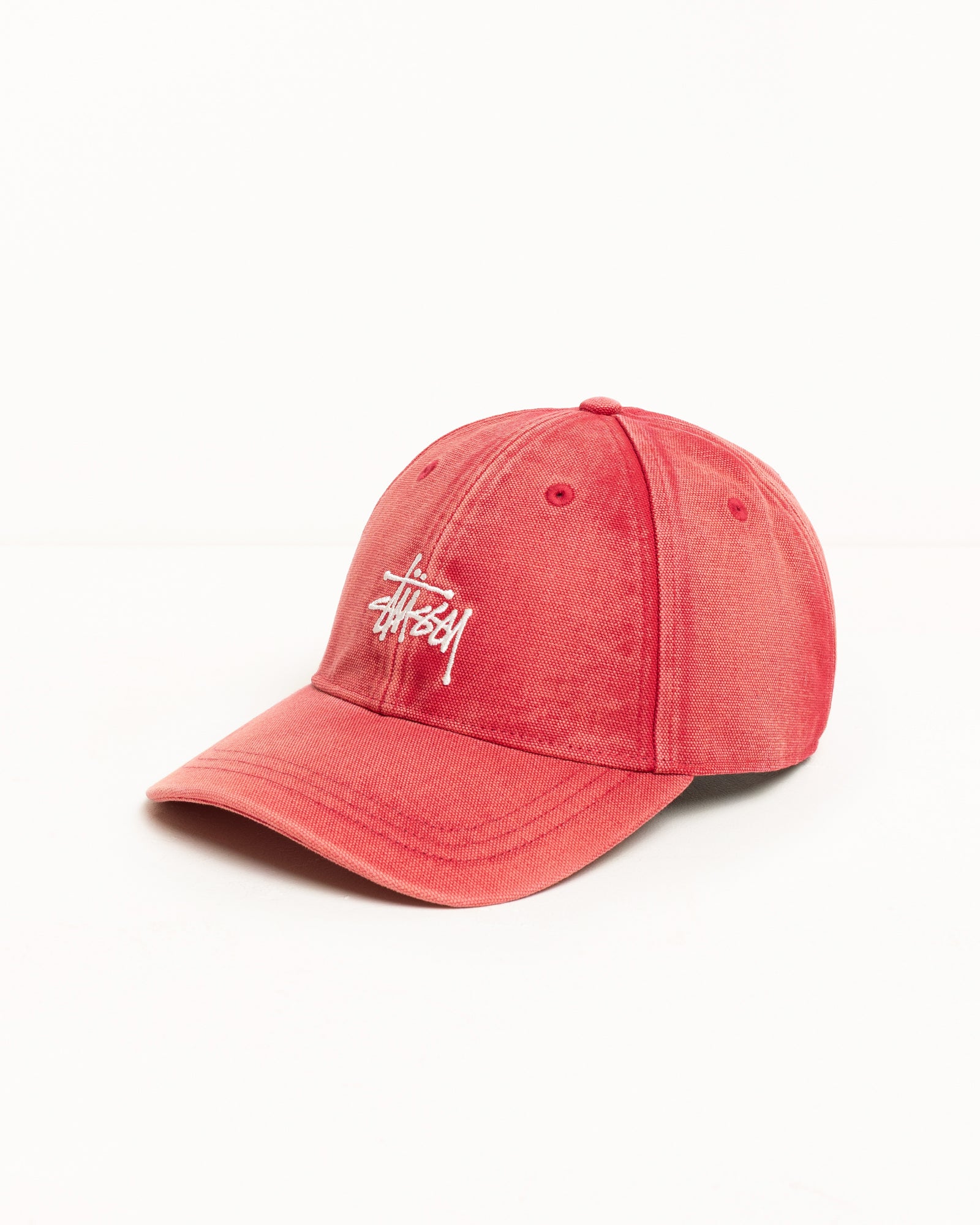 Basic Stüssy Cap Washed Canvas – Red | Headwear | Stüssy
